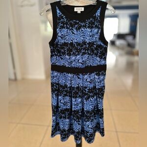 Elle Blue and White Sheath Midi Dress